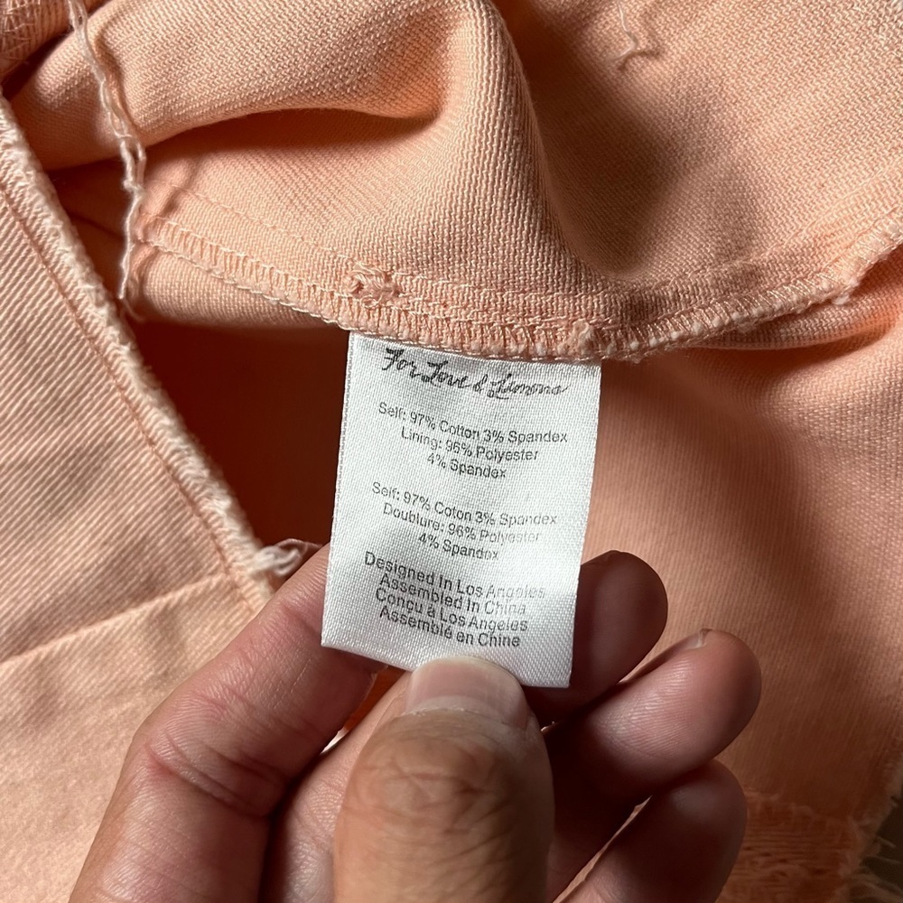 For Love and Lemons peach pink denim raw hem hook and eye detail mini dress - Picture 4 of 6
